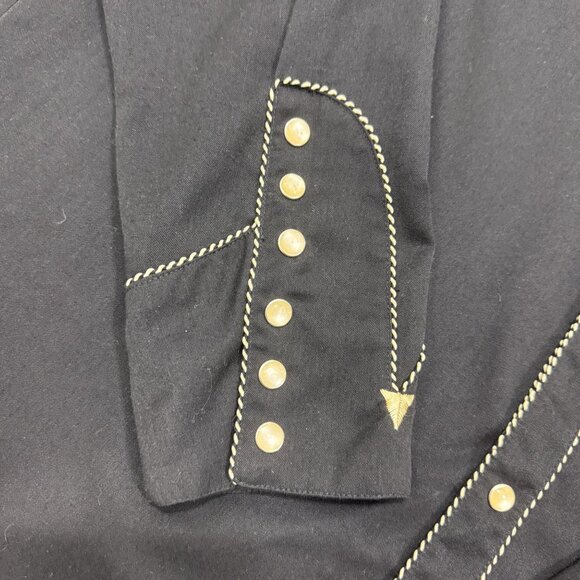 Scully Western Shirt Pearl Snap Mens XL Black Long Sleeve Gold Music Notes - Picture 2 of 11